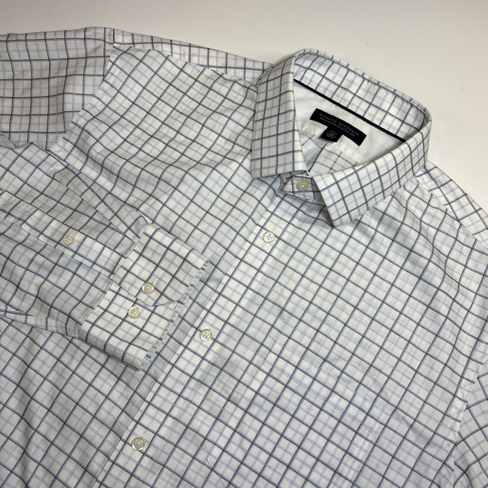 Banana Republic Non-Iron Classic Fit Plaid Cotton Dress Shirt XL 17/17-1/2